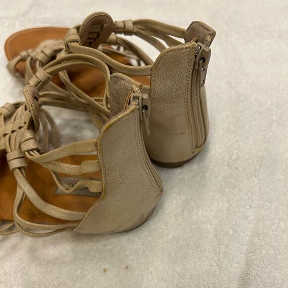 Tan Gladiator Sandals with Woven Straps - Picture 3 of 6